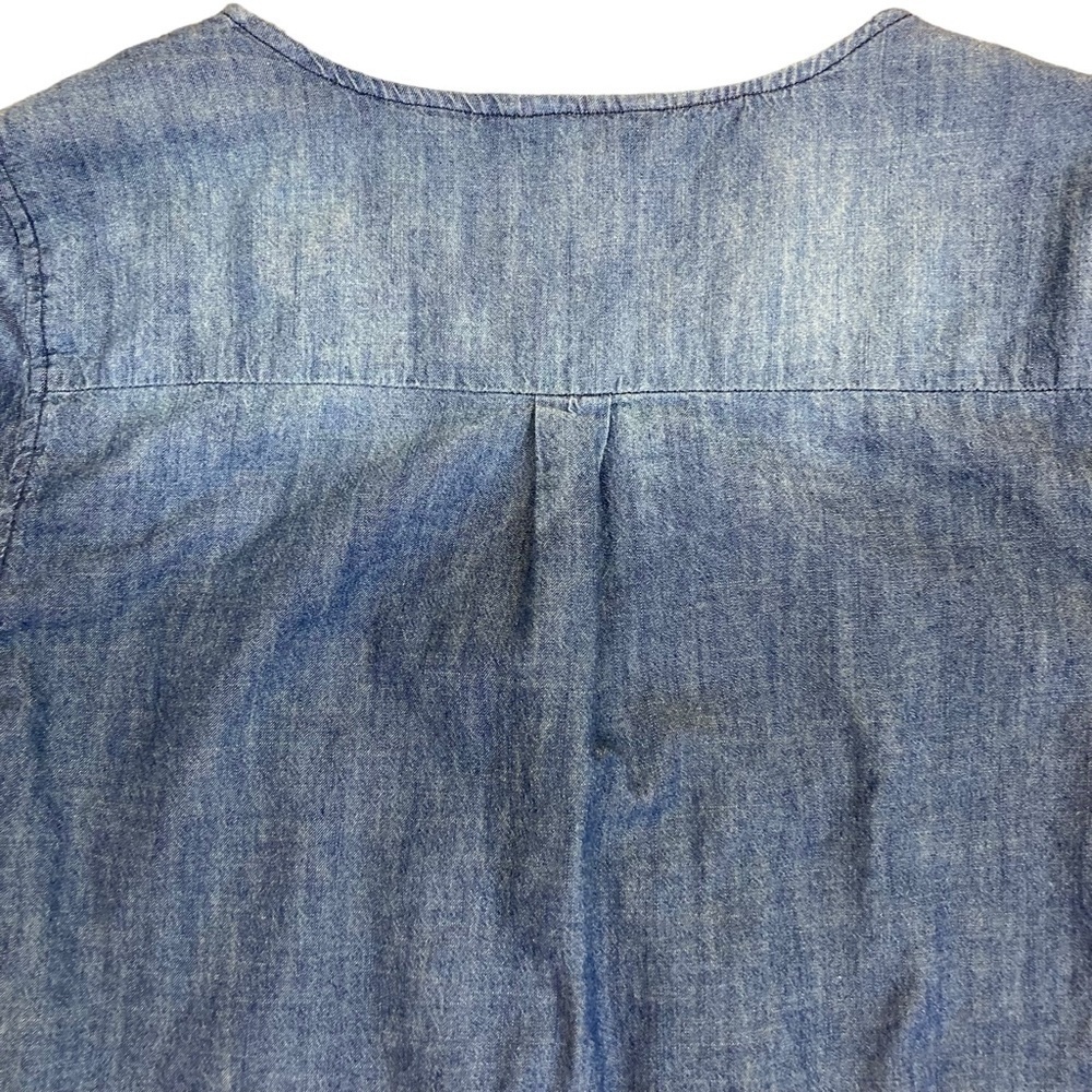 Cato Boho Peasant Blouse Beaded & Embroidered Blouse Dark Wash Roll Tab M - Picture 12 of 16